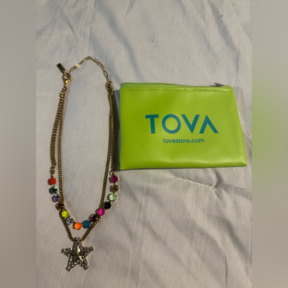 Gold Star Pendant Necklace with Multicolor Gems